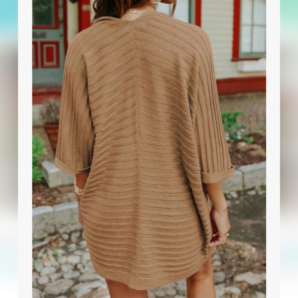 ** SHEWIN Womens Casual‎ 3/4 Short Sleeve Open Front Lightweight Cardigan - Picture 4 of 10